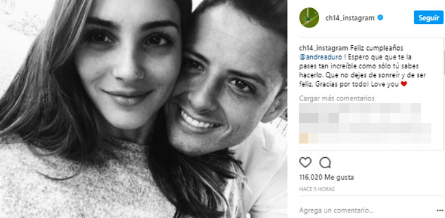 Chicharito envía un mensaje de amor a Andrea Duro como felicitación de cumpleaños