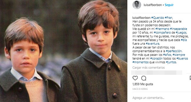 El emotivo mensaje de Luis Alfonso de Borbón 34 años después de la muerte de su hermano