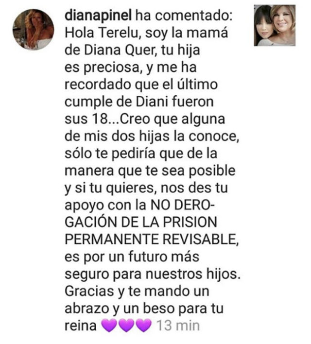 La respuesta de Terelu Campos a la madre de Diana Quer