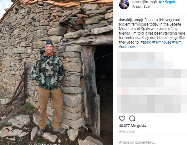 Donald Trump Jr., 'cazado' dando tiros por los montes de Teruel, ¿qué hace aquí?