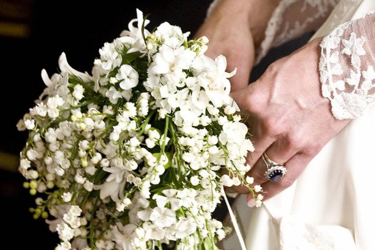 Detalle del ramo de flores de Kate Middleton (Gtres)