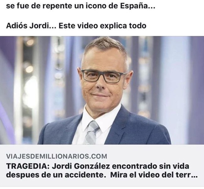 Jordi González demanda a un medio que publicó su muerte: "Se les va a caer el pelo"