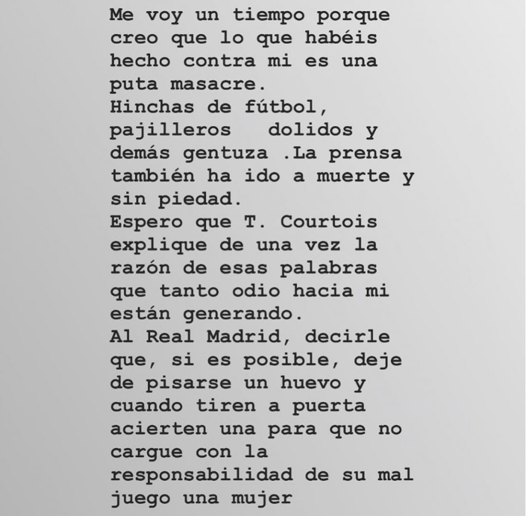 Mensaje a Alba Carrillo en Instagram
