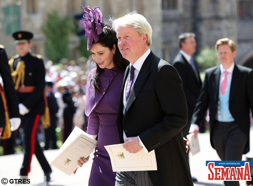 Earl Spencer Charles Spencer and Karen Spencer attending the wedding ceremony of Prince Harry of Wales and Ms. Meghan Markle in Windsor, England on May 19, 2018.