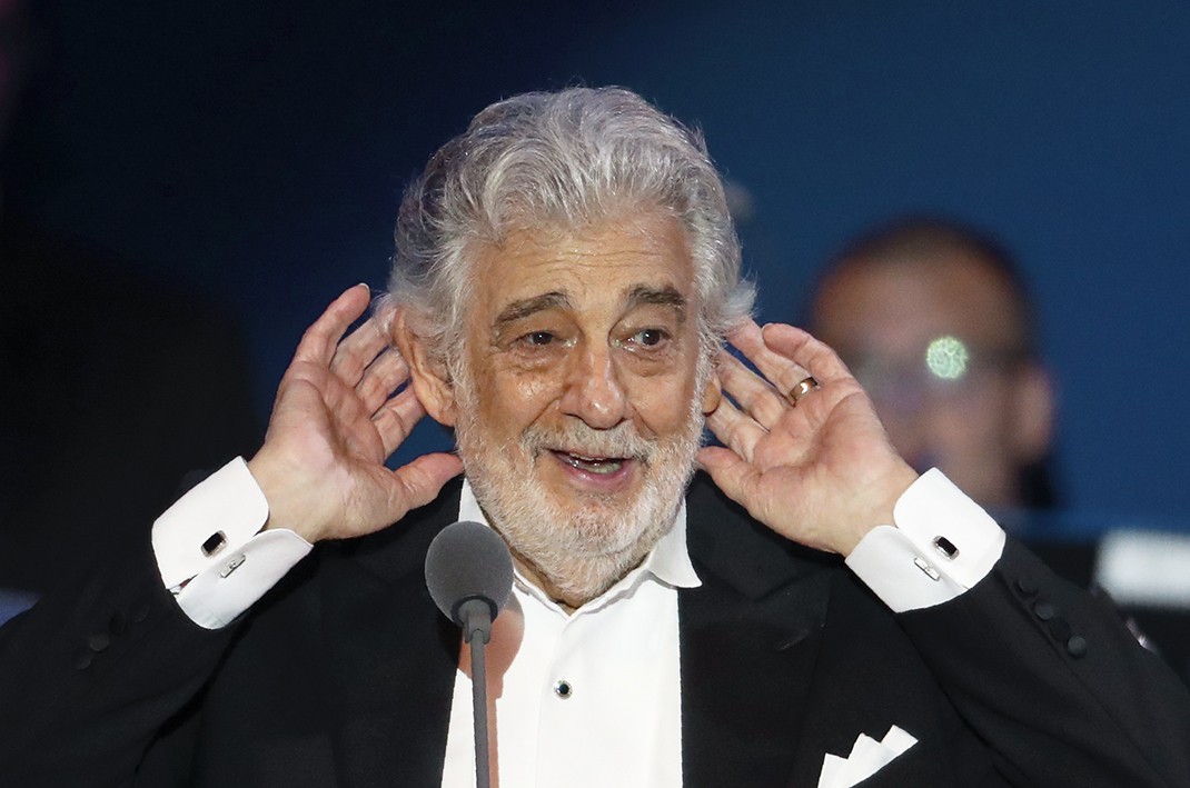 Opera tenor Placido Domingo at the end of a concert in Szeged, Hungary, Wednesday, Aug. 28, 2019.  *** Local Caption *** .