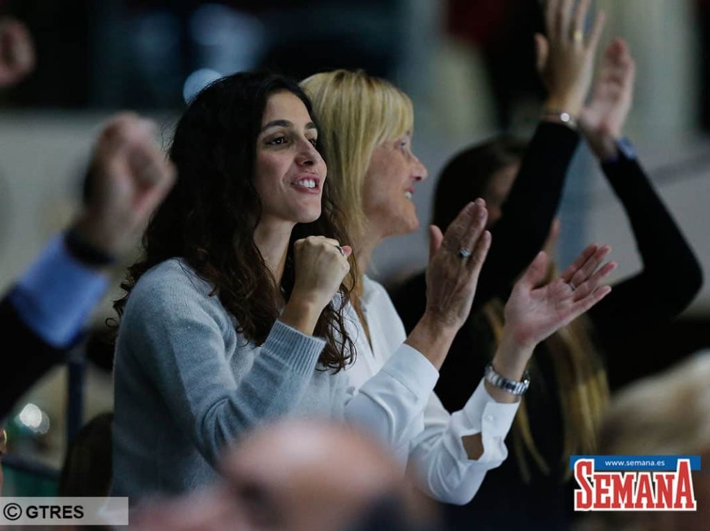 Maria Francisca Xisca Perello with parents in law Sebastian Nadal and Ana Maria Parera during the 2019 Davis Cup at Caja Magica on November 22, 2019 in Madrid, Spain
