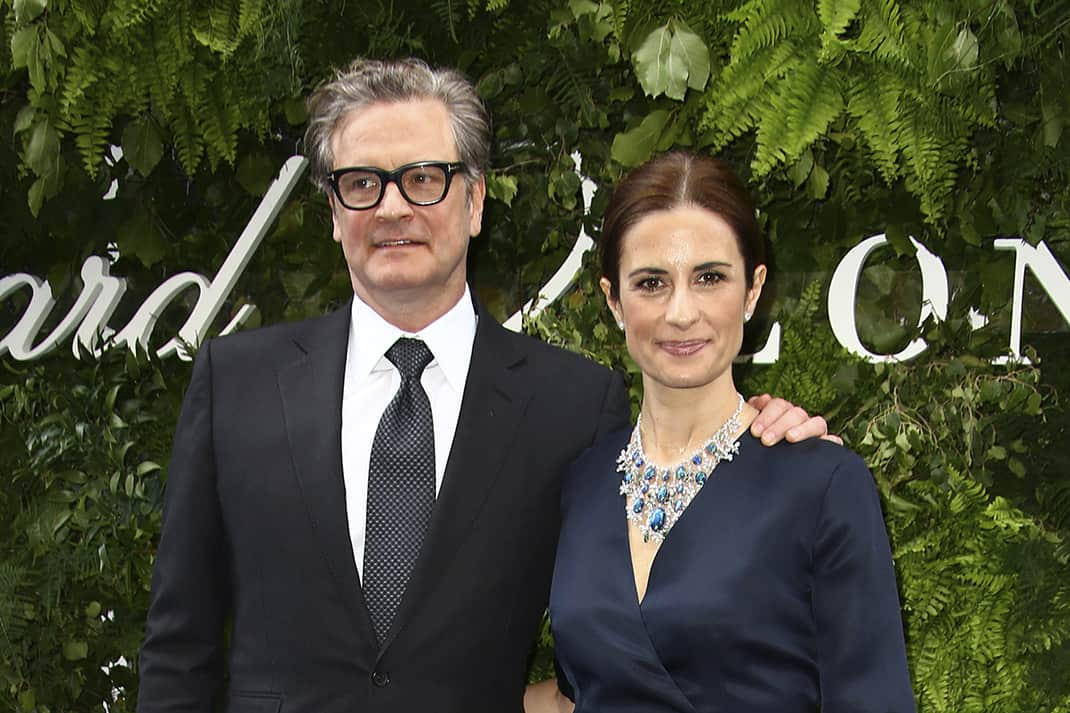 Actor Colin Firth and Livia Giuggioli at the Chopard store launch in London, Monday, June 17, 2019.