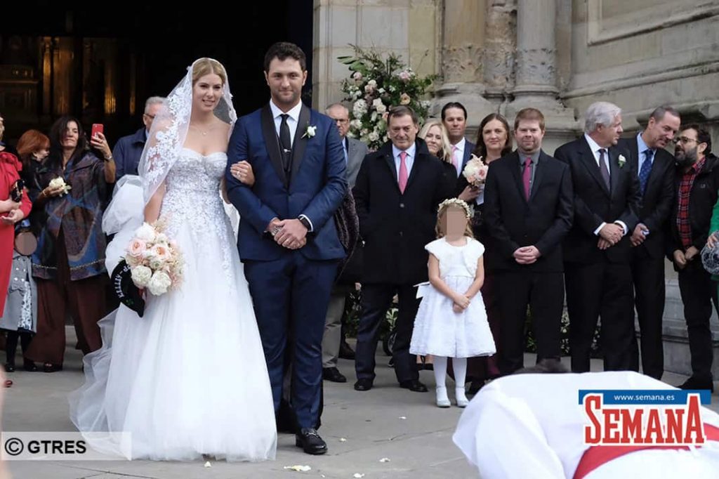 Jon Rahm and Kelley Cahill  during their wedding in Bilbao on Friday, 13 December2019.