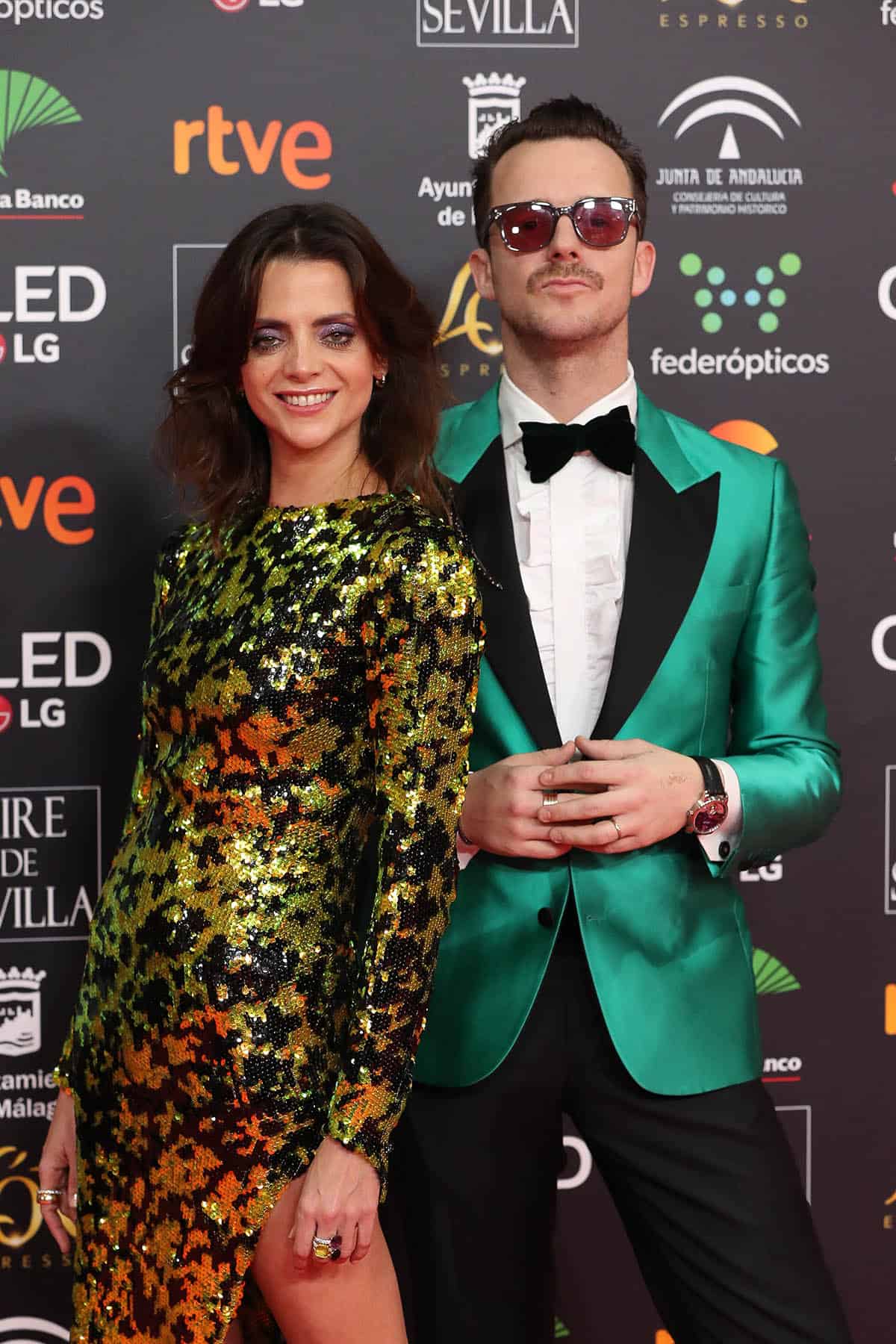 Actress Macarena Gomez and actor Aldo Comas at photocall of the 34th annual Goya Film Awards in Malaga on Saturday, 25 January 2020.