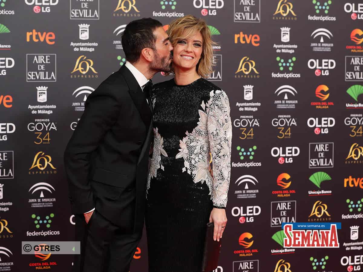 Journalist Maria Casado and Manuel Zamorano at photocall of the 34th annual Goya Film Awards in Malaga on Saturday, 25 January 2020.