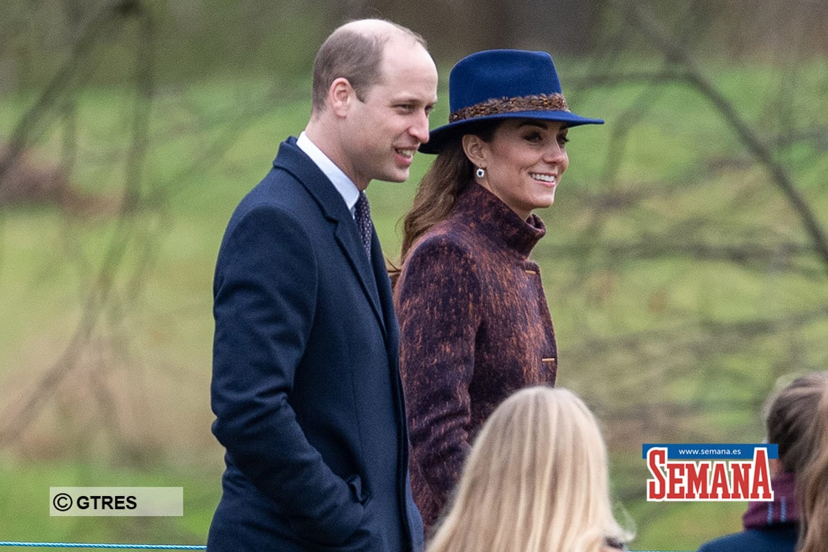 The Duke and Duchess of Cambridge arrive to attend a morning church service at St Mary Magdalene Church in Sandringham, Norfolk. *** Local Caption *** .