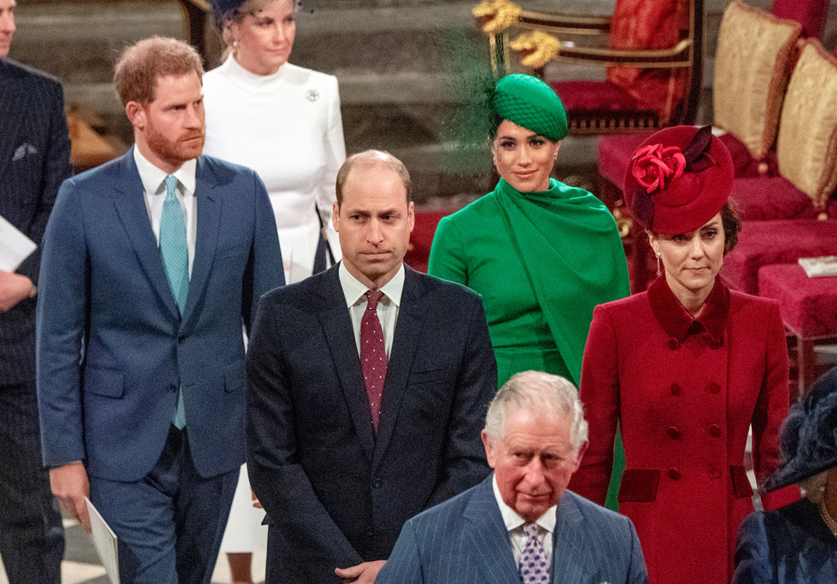 El príncipe Harry, el príncipe Guillermo, Kate Middleton y Meghan Markle