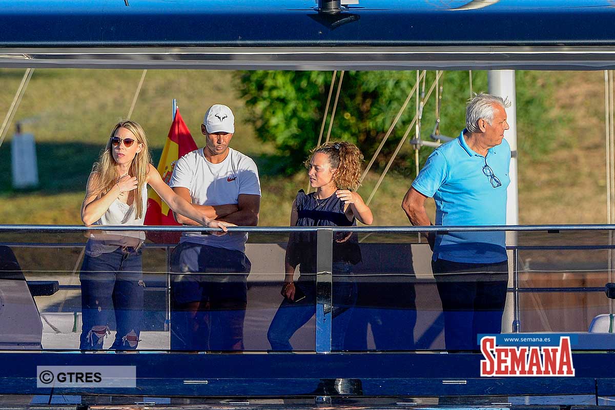 Tennisplayer Rafael Nadal and sister Maria Isabel and their father in Mallorca.