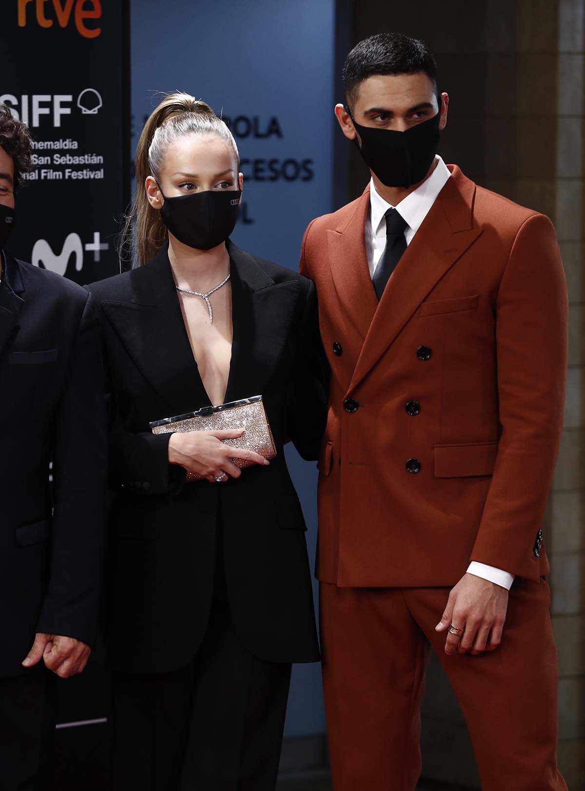 Actors Esther Exposito and Alejandro Speitzer at photocall for closing ceremony during the 68th San Sebastian Film Festival in San Sebastian, Spain, on 26 September, 2020.