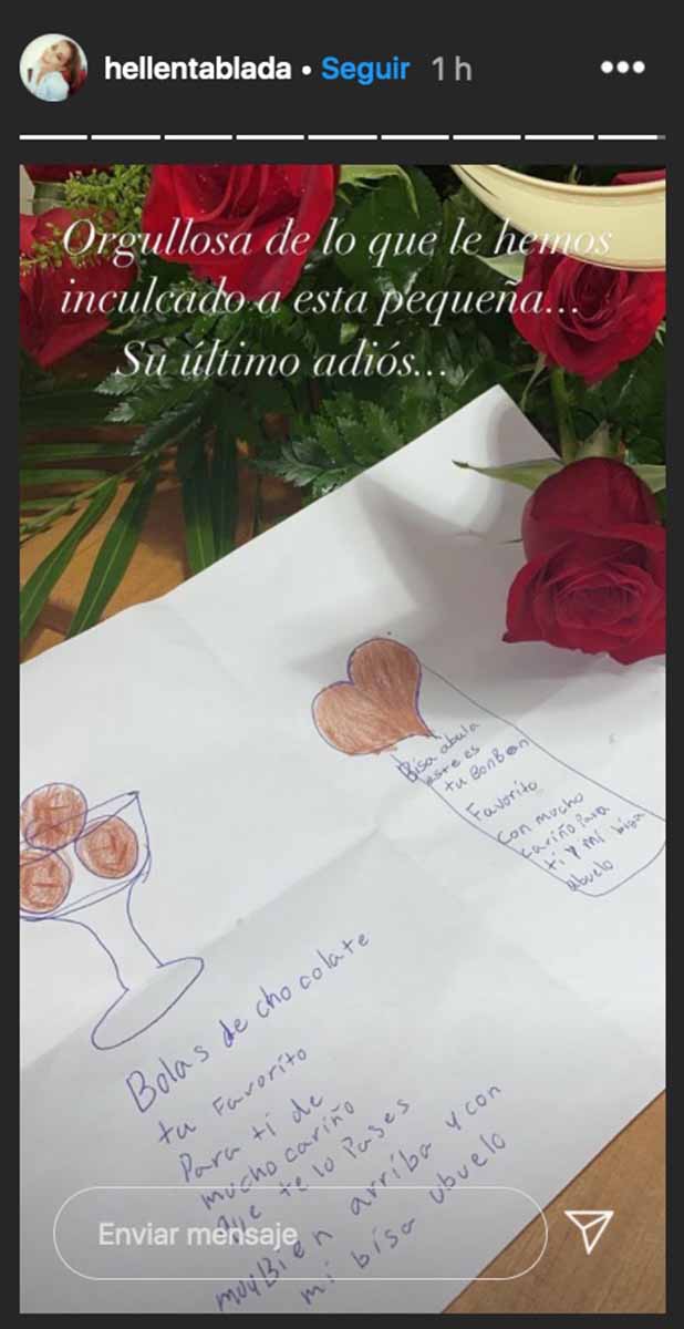 Las criticadas fotos de Elena Tablada en el entierro de su abuela