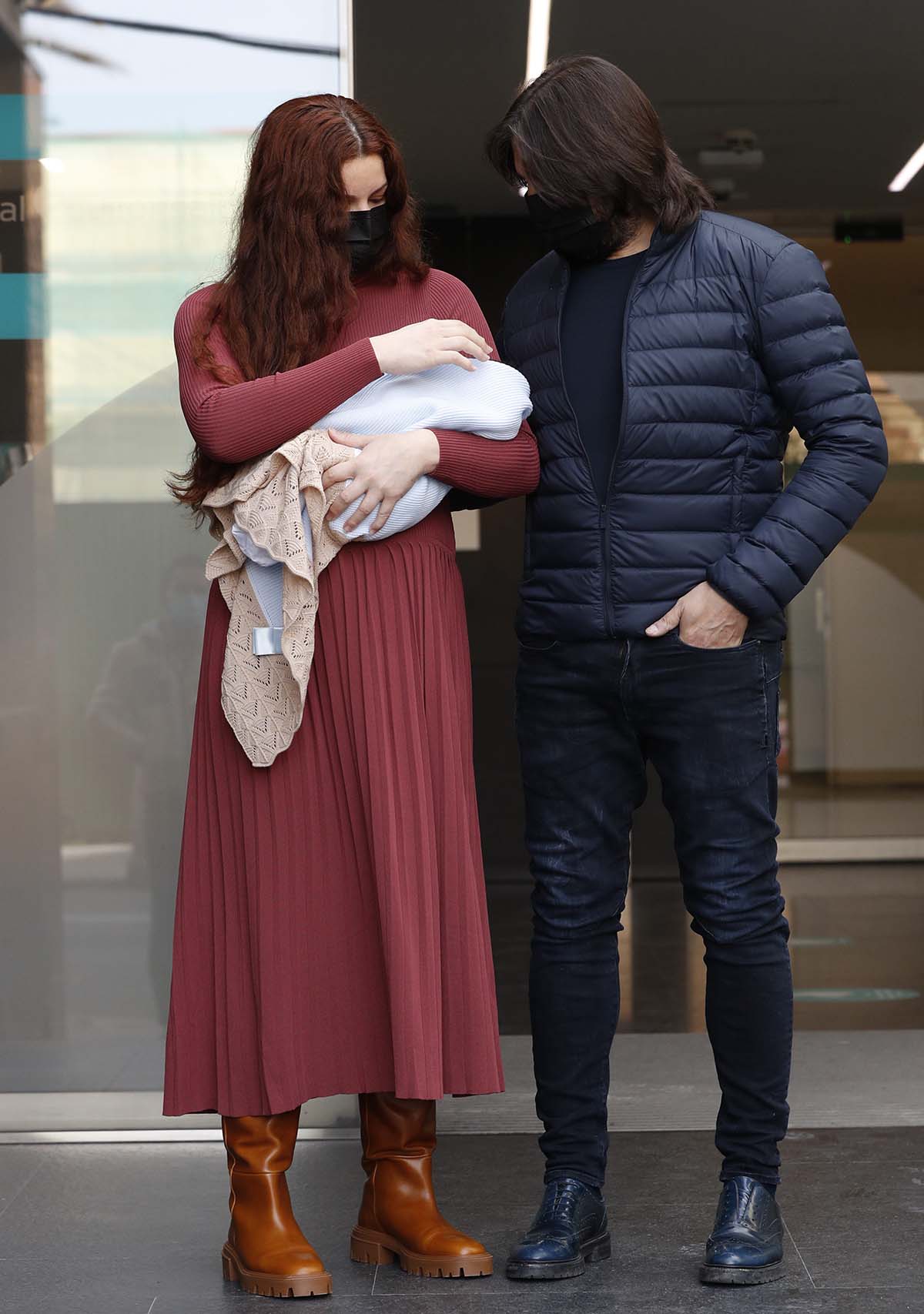Joaquin Cortes y Monica Moreno durantre la presentacion de su hijo Romeo Cortes Moreno en Madrid, 20 de febrero 2021