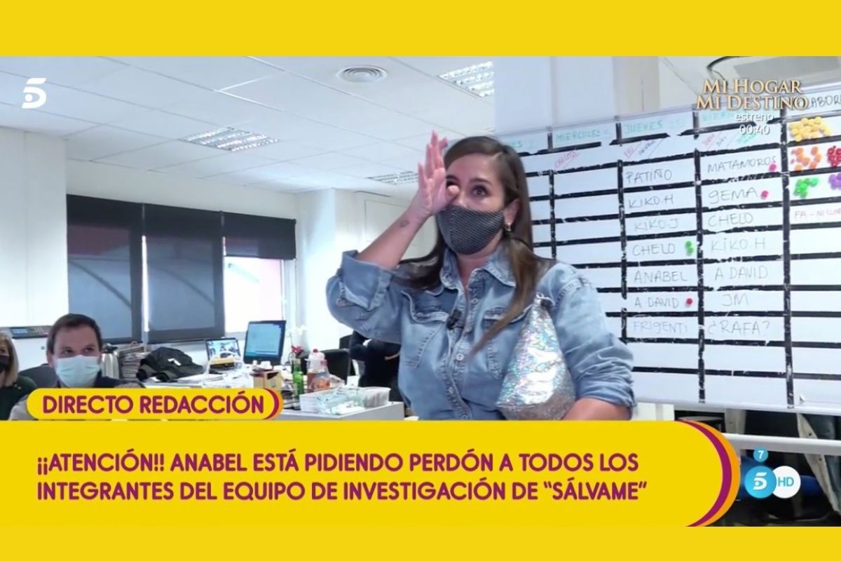 Anabel Pantoja, rota en llanto, pide perdón a la redacción de 'Sálvame'