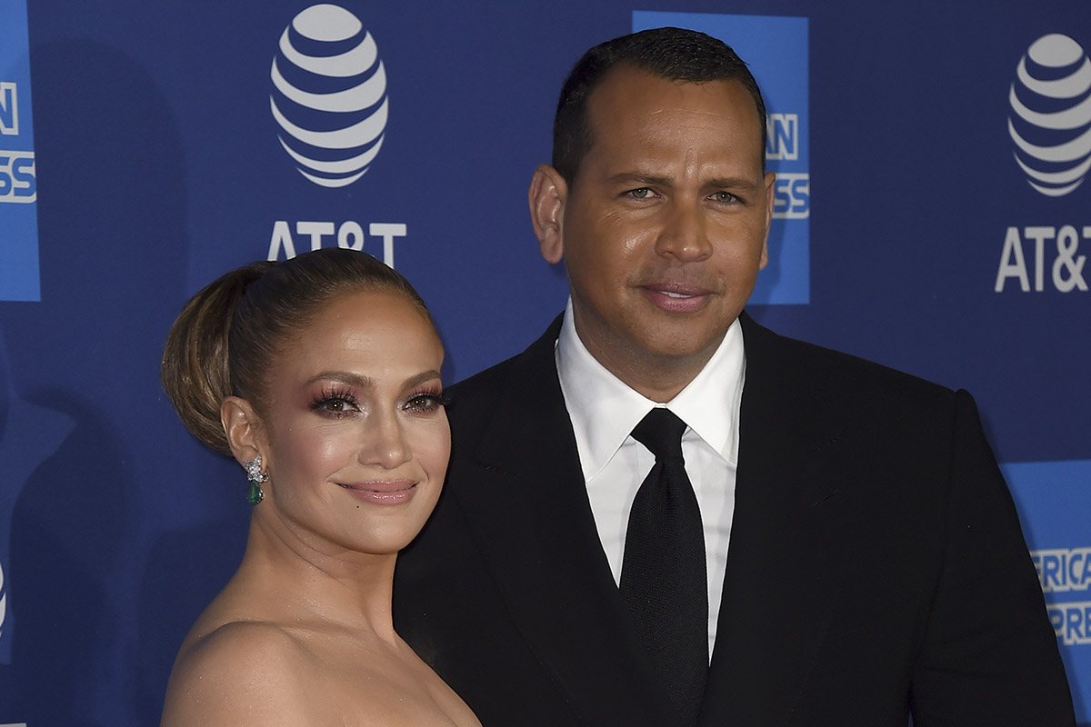 Actress and singer Jennifer Lopez, left, and Alex Rodriguez at the 31st Annual Palm Springs International Film Festival Film Awards Gala on January 02, 2020 in Palm Springs, California.