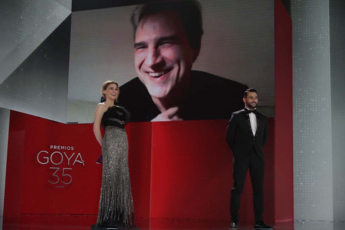 Actress Marta Nieto and actor Antonio Velazquez during the 35th annual Goya Film Awards in Malaga on Saturday, 06 March 2021.
