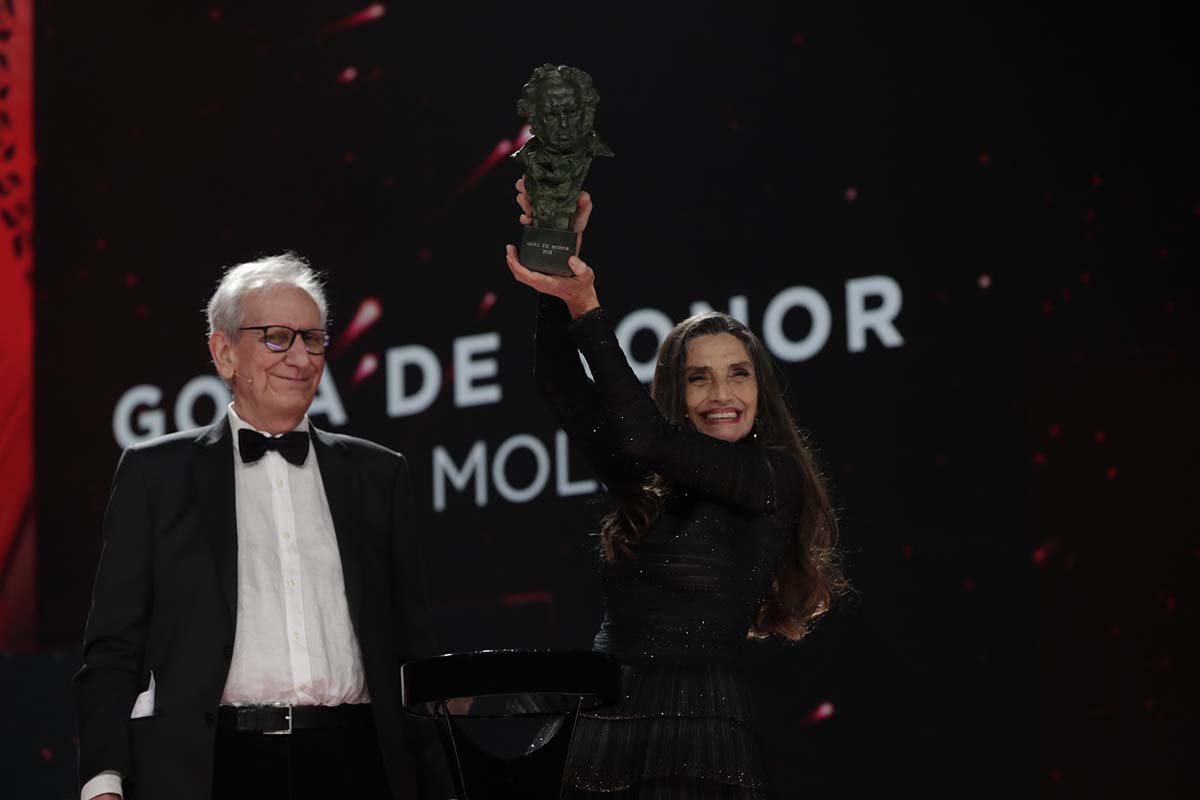 Actress Angela Molina and film director Jaime Chavarri during the 35th annual Goya Film Awards in Malaga on Saturday, 06 March 2021.