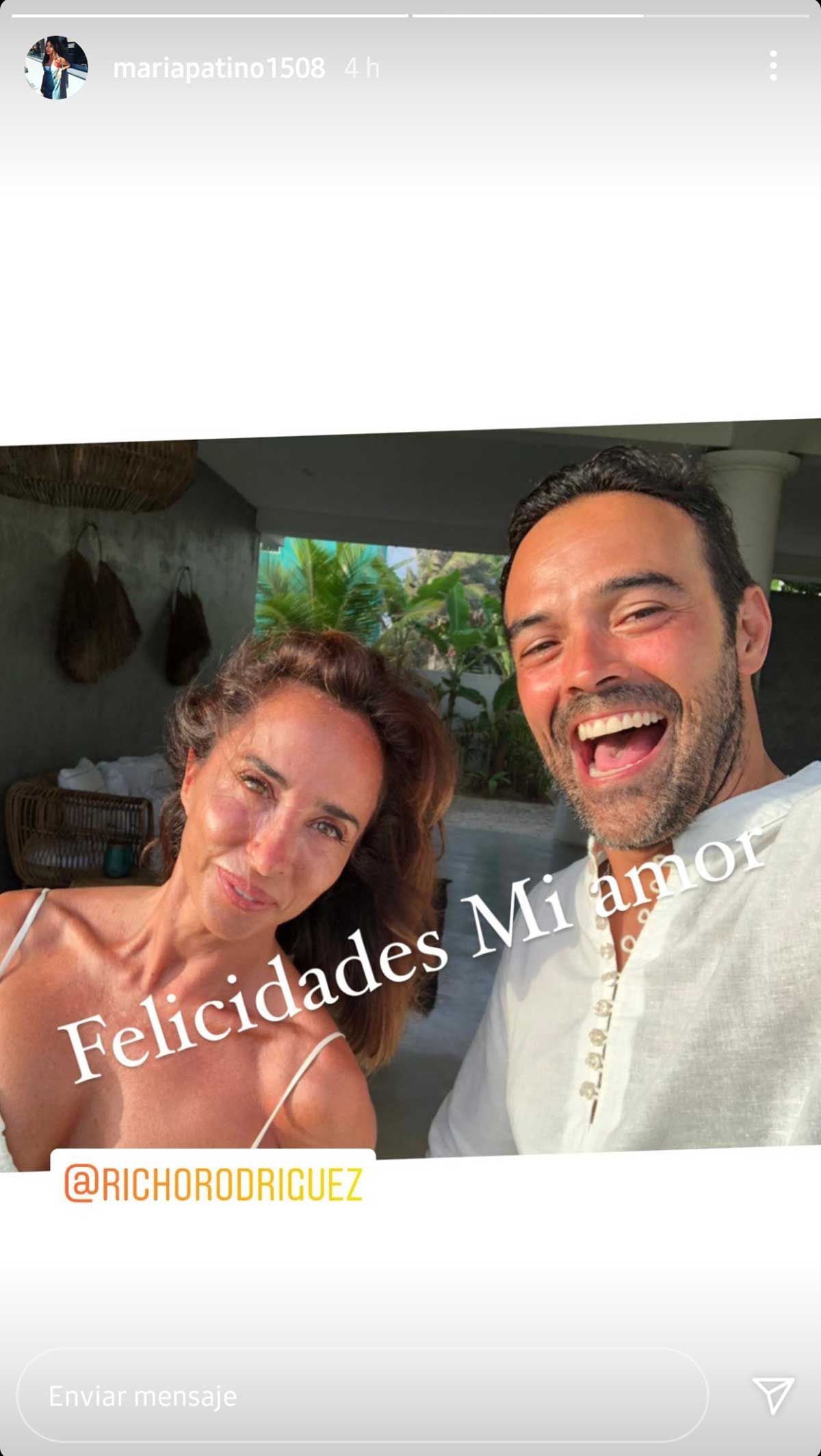 La tierna felicitación de María Patiño a su pareja, Ricardo Rodríguez, por su cumpleaños (con foto de boda incluida)