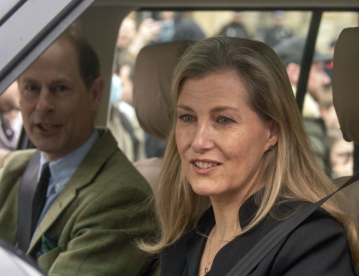 The Earl and Countess of Wessex leave Windsor Castle, Berkshire, following the announcement of the death of the Duke of Edinburgh at the age of 99. Picture date: Saturday April 10, 2021.