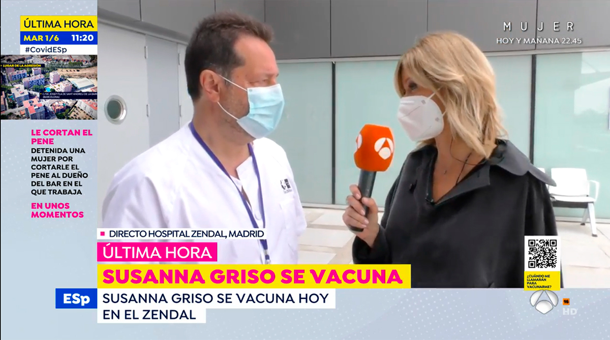 Susanna Griso se vacuna contra el coronavirus en directo