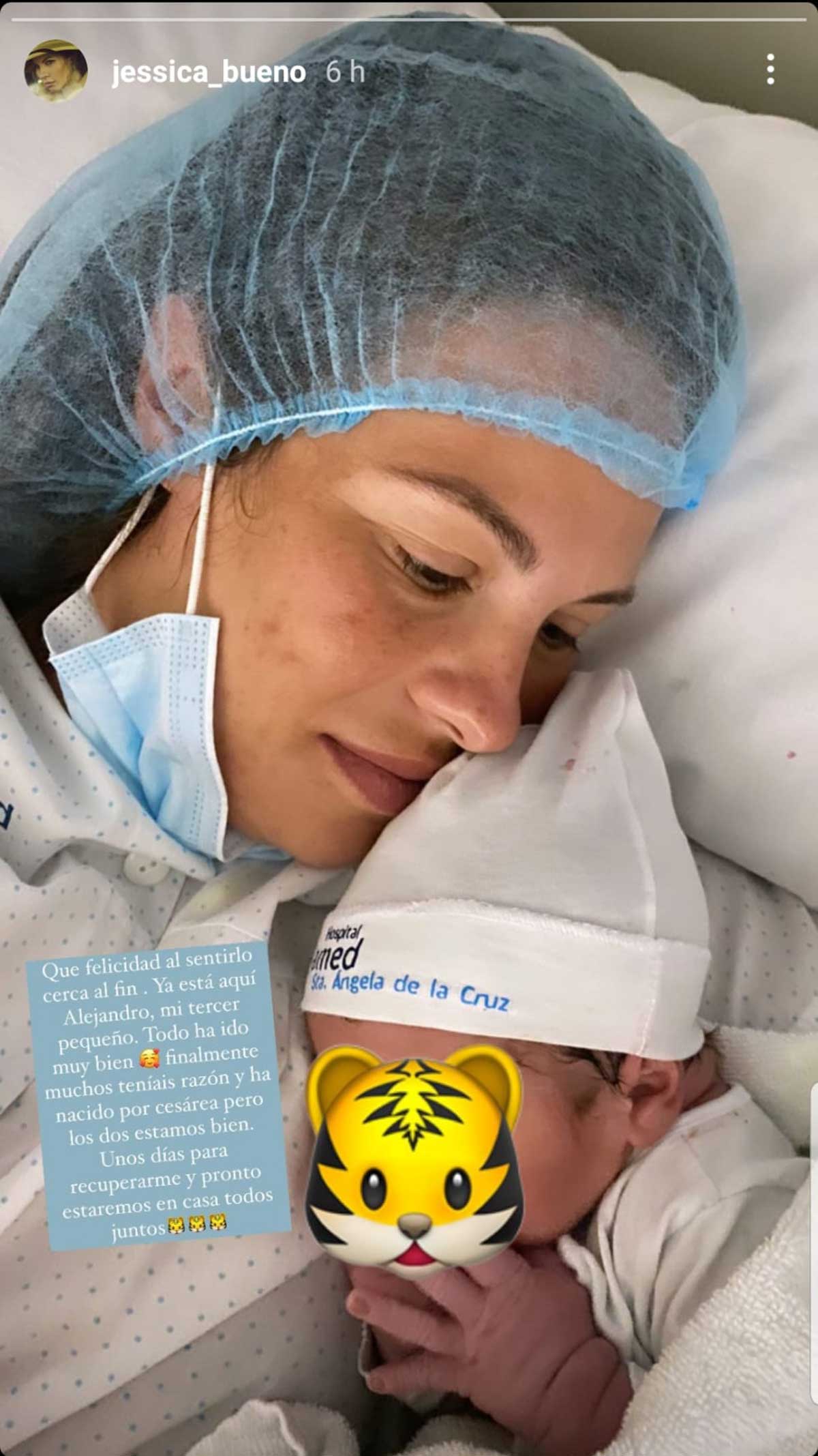 Jessica Bueno da a luz por cesárea a su tercer hijo, Alejandro