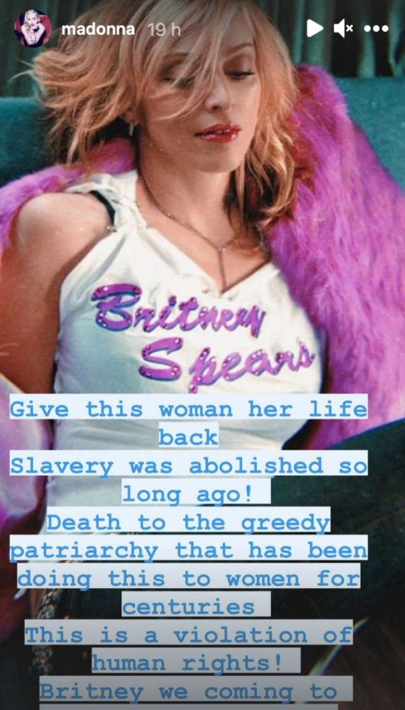 Madonna sale en defensa de Britney Spears y pide su libertad: "Se están violando los derechos humanos"