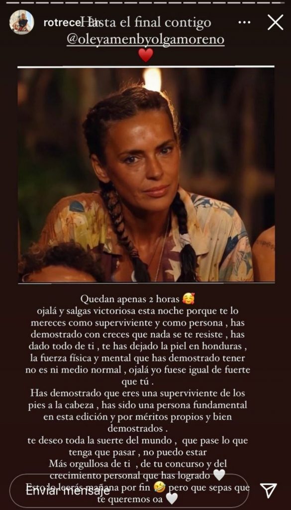 La sentida carta de Rocío Flores a Olga Moreno antes de la final de 'Supervivientes': "Ojalá fuese igual de fuerte que tú"