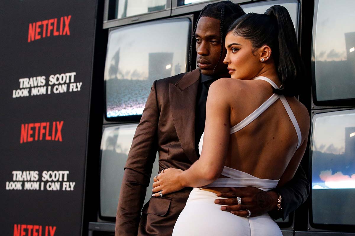 Travis Scott and Kylie Jenner attend the premiere for the documentary "Travis Scott: Look Mom I Can Fly" in Santa Monica, California, U.S., August 27, 2019.  *** Local Caption *** .