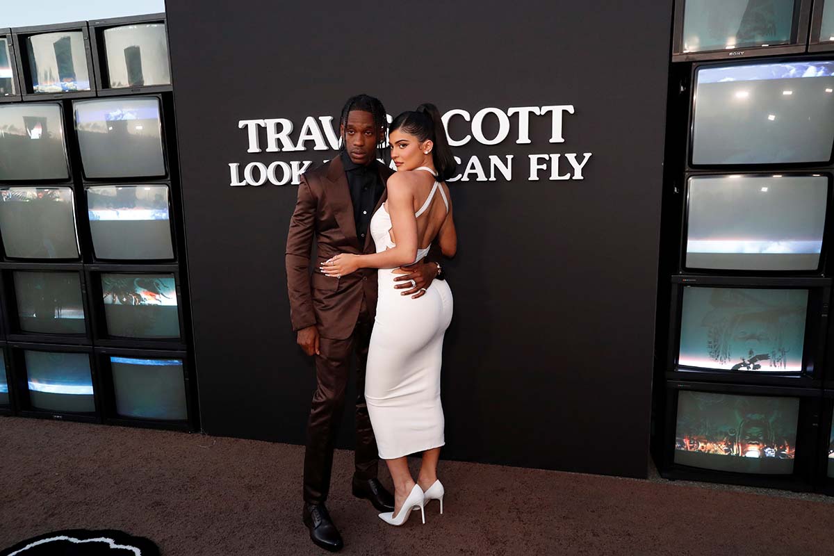Travis Scott and Kylie Jenner attend the premiere for the documentary "Travis Scott: Look Mom I Can Fly" in Santa Monica, California, U.S., August 27, 2019.  *** Local Caption *** .
