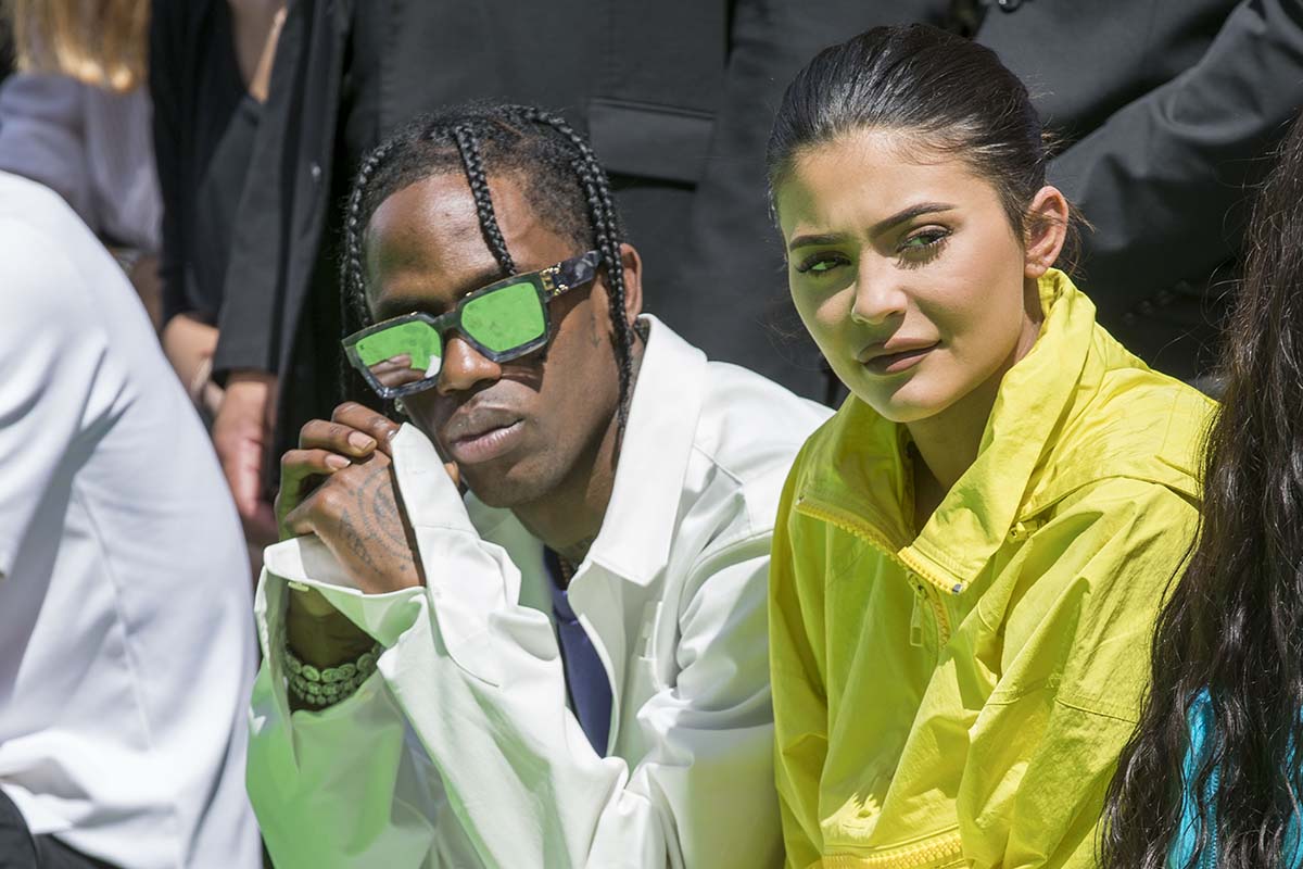 Travis Scott and Kylie Jenner at the LouisVuitton during Paris Fashion Week in Paris. On june 21st 2018