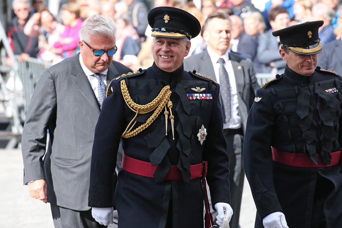 Princes Andrew, The Duke of York and Prince Laurent of Belgium  in Bruges to mark the 75th Anniversary of the liberation of the Belgian town. *** Local Caption *** .