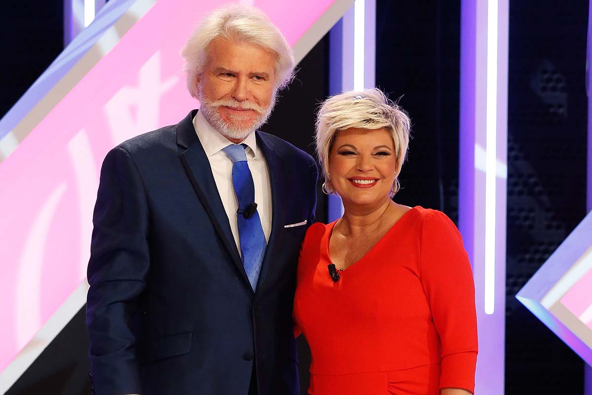 Presenter Terelu Campos and Bigote Arrocet on tv show “ Aquellos Maravillosos Años “ in Madrid on Wednesday, 20 November 2019.