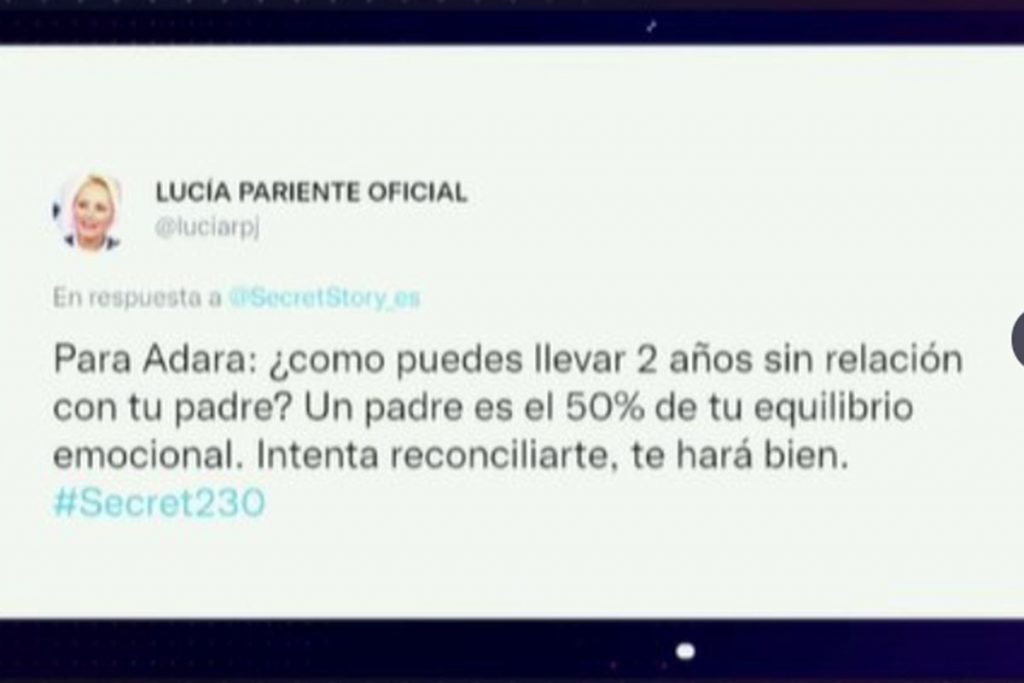 Las redes estallan contra Lucía Pariente por su tuit a Adara en 'Secret Story'