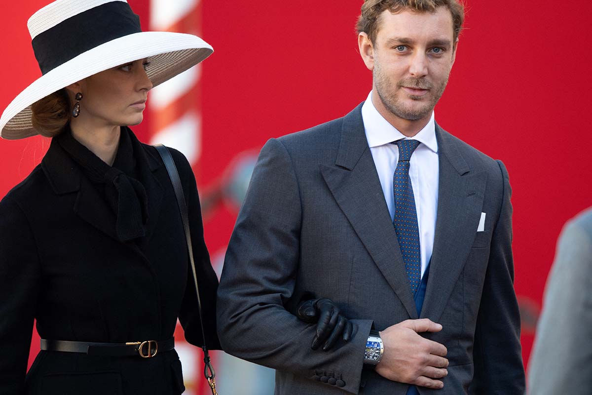 Beatrice Borromeo  and Pierre Casiraghi during the ceremonies marking the National Day in Monaco,, Friday Nov.19, 2021 in Monaco.