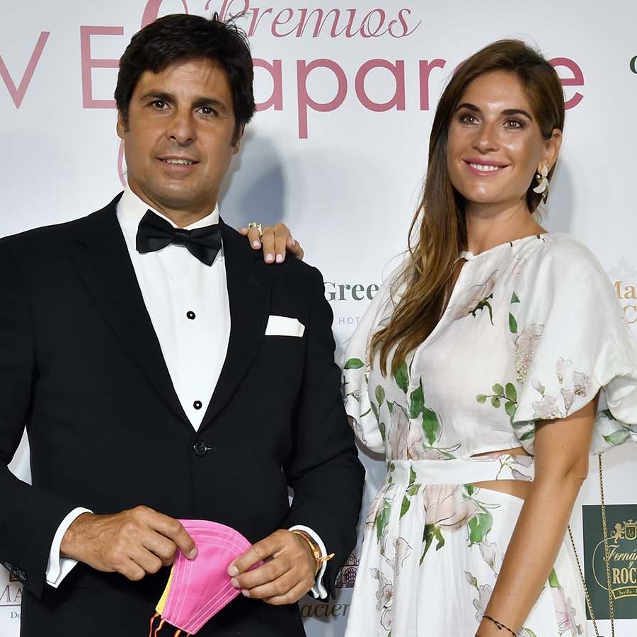 Bullfighter Francisco Rivera OrdoÃ±ez and Lourdes Montes at photocall during 14 edition of Escaparate awards in Ronda on 28 August 2020