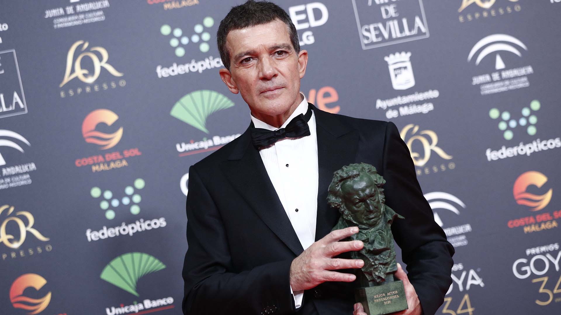 Actor Antonio Banderas in the press room during the 34th annual Goya Film Awards in Malaga on Saturday, 25 January 2020.