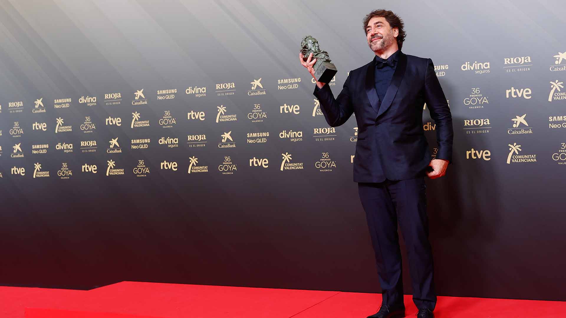 Actor Javier Bardem in the press room during the 36th annual Goya Film Awards in Valencia on Saturday 12 February, 2022.