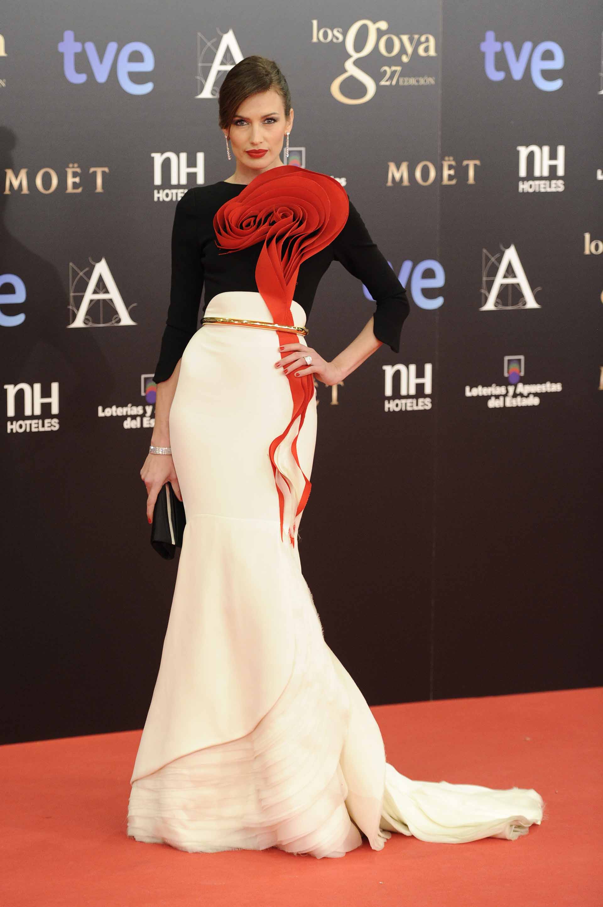 Model Nieves Alvarez at the 27th edition of Goya Film awards ceremony in Madrid, Sunday Feb. 17,2013  en la imagen : vestida de la firma " Stephan Rolland "