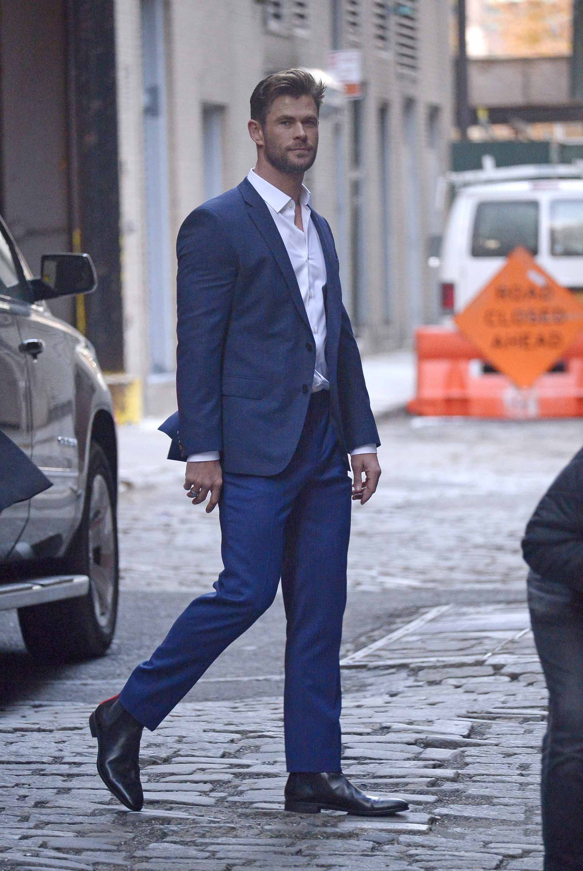 Actor Chris Hemsworth during photoshoot in New York City