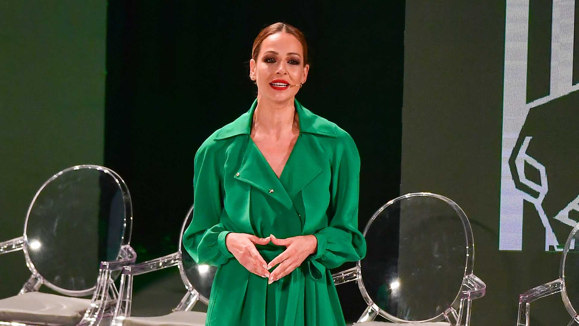 Presenter and former miss Eva GonzÃ¡lez during the gala of the delivery of the medals of Andalucia  in Sevilla on Monday, 28 February 2022.