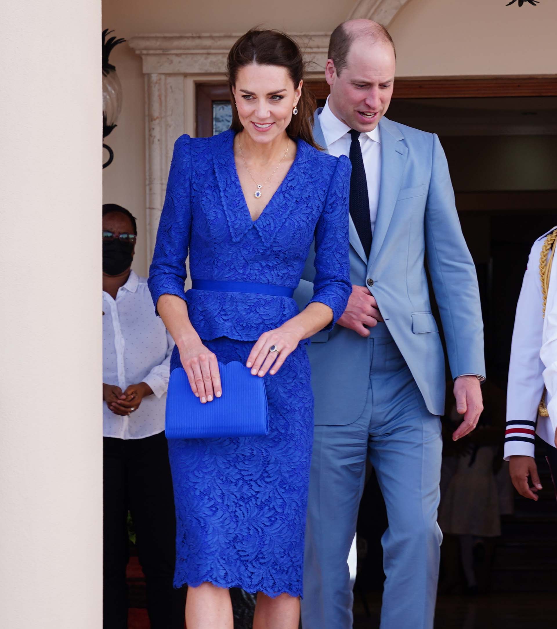 The Duke and Duchess of Cambridge after meeting the Prime Minister of Belize Johnny Briceno, at the Laing Building, Belize City, as they begin their tour of the Caribbean on behalf of the Queen to mark her Platinum Jubilee. Picture date: Saturday March 19, 2022.
