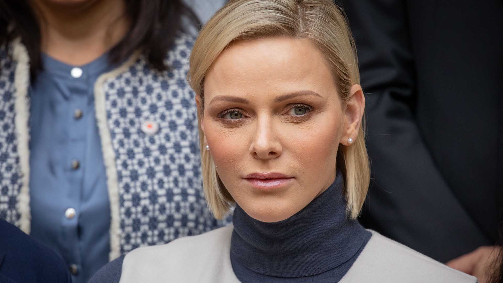 Princess Charlene of Monaco offer gifts to disadvantadged people at the Monaco Red Cross office, on November 15th 2019, as part of the Monaco National Day celebrations.