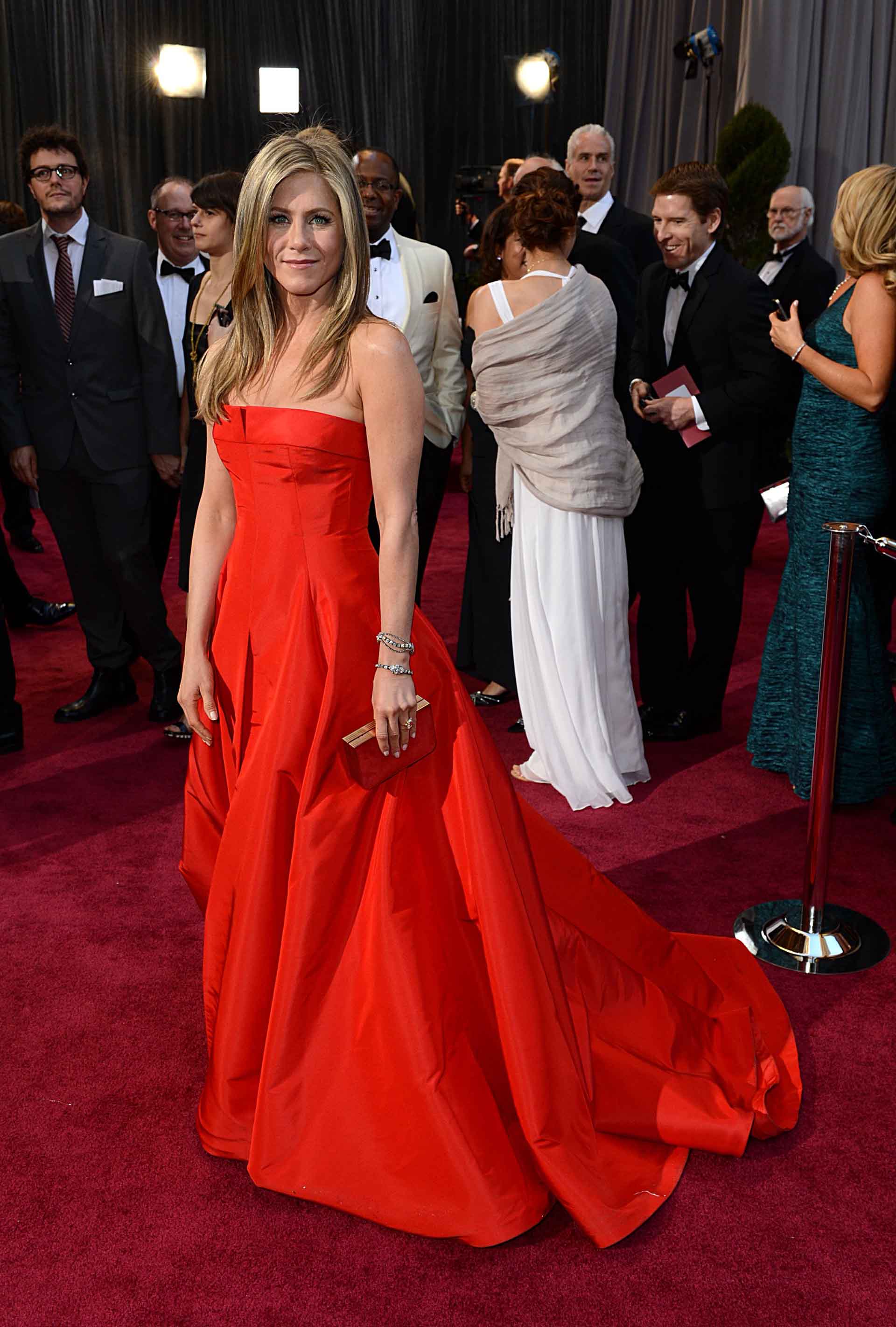Actress Jennifer Aniston arriving for the 85th Academy Awards " The Oscars " on Sunday Feb. 24, 2013, in Los Angeles.