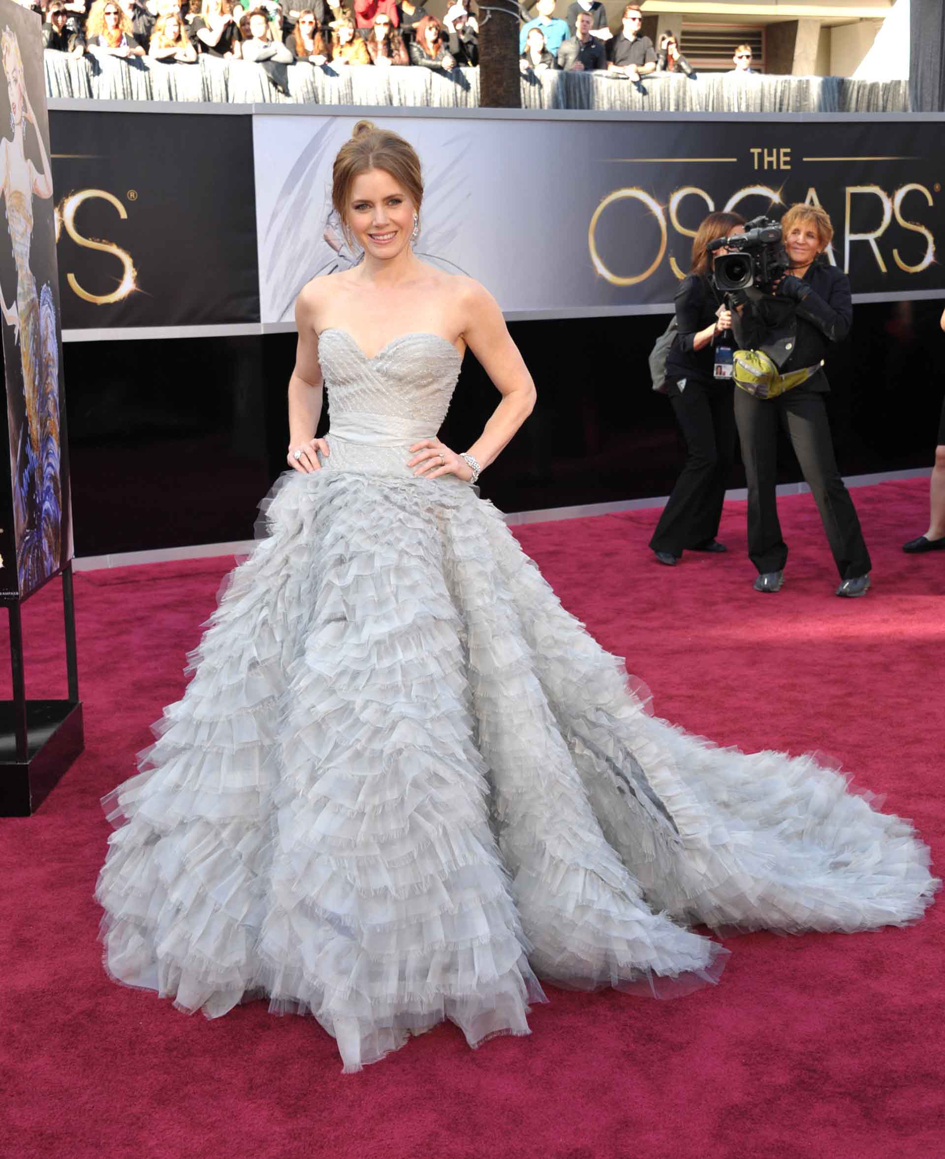 Actress Amy Adams arriving for the 85th Academy Awards " The Oscars " on Sunday Feb. 24, 2013, in Los Angeles.
