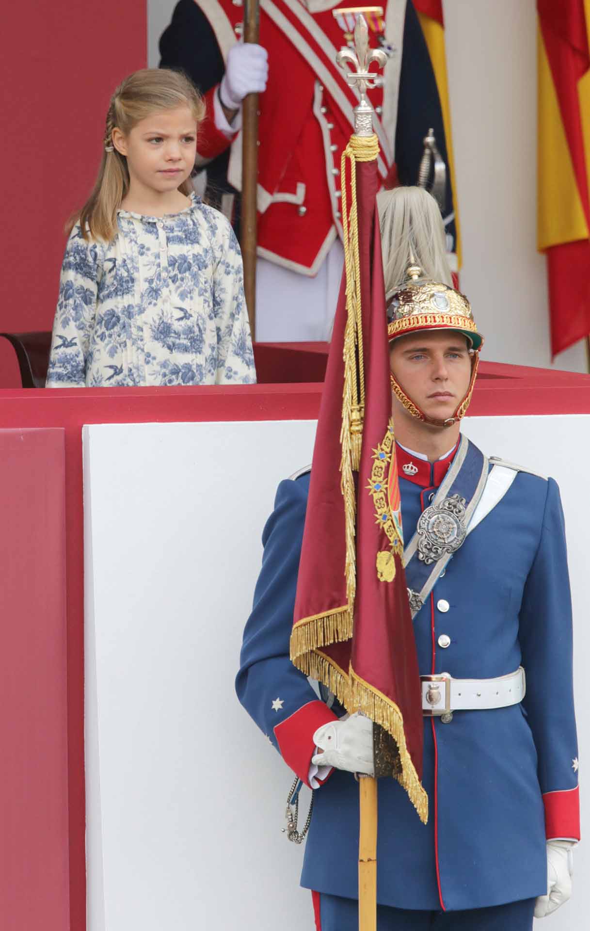 Princess Sofia of Borbon attending a military parade, during the known as Dia de la Hispanidad, Spain's National Day,  in Madrid, Spain, Sunday, Oct. 12, 2014.