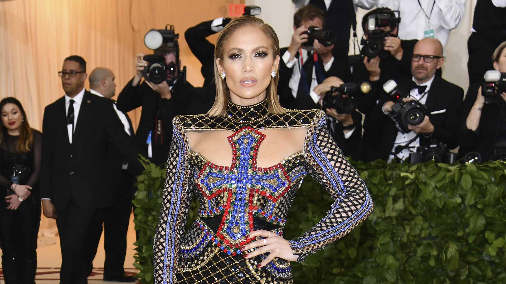 Actress and singer Jennifer Lopez at the Metropolitan Museum of Art Costume Institute Gala (Met Gala) to celebrate the opening of "Heavenly Bodies: Fashion and the Catholic Imagination" in New York, U.S., May 7, 2018