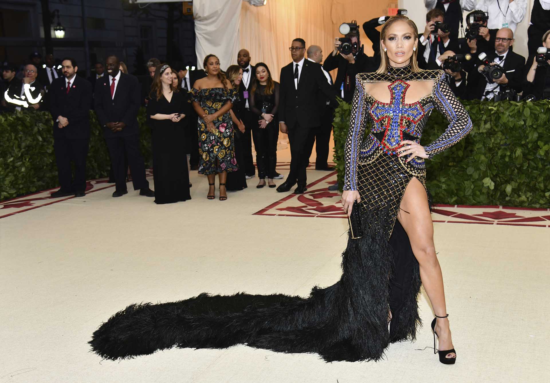 Actress and singer Jennifer Lopez at the Metropolitan Museum of Art Costume Institute Gala (Met Gala) to celebrate the opening of "Heavenly Bodies: Fashion and the Catholic Imagination" in New York, U.S., May 7, 2018